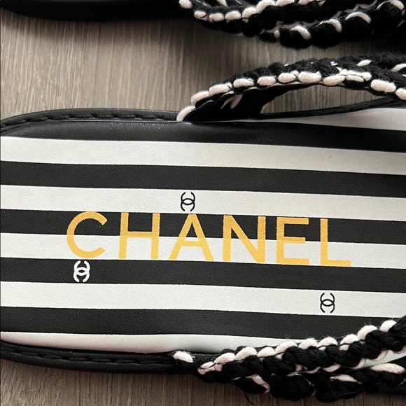 Black and White Striped Sandals. Not real Chanel just looks like - Picture 3 of 7